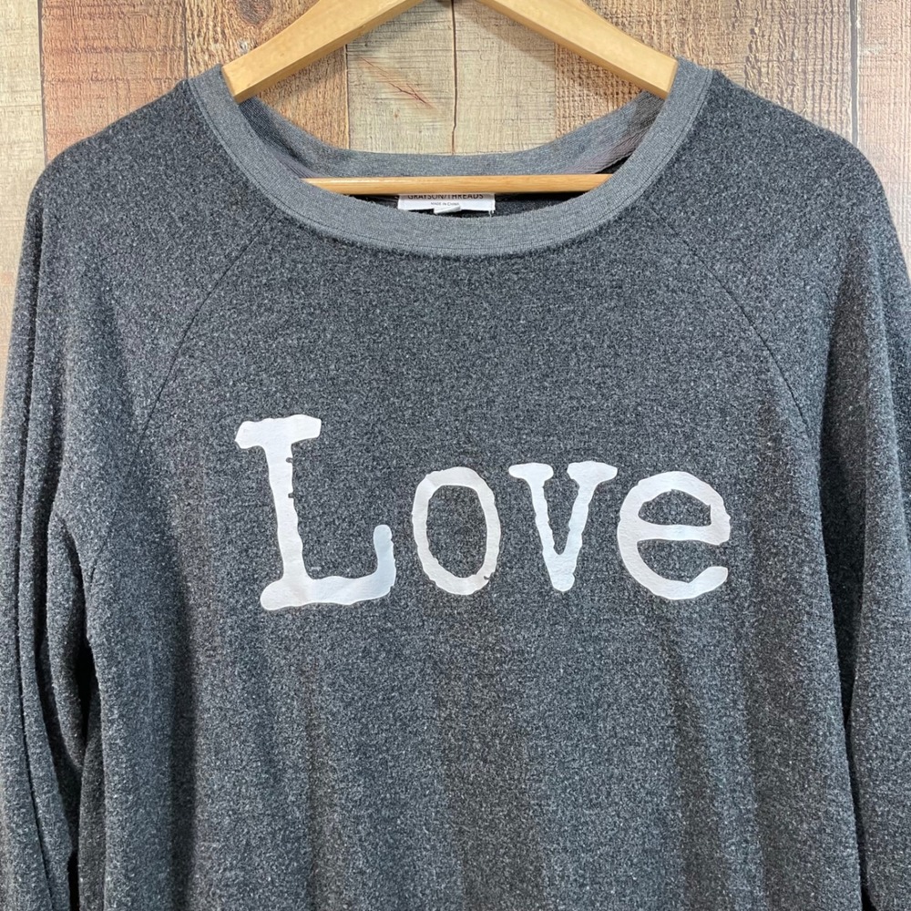 Grayson Threads Love Sweatshi XL Gray Ultra Soft Rayon Crewneck Pullover